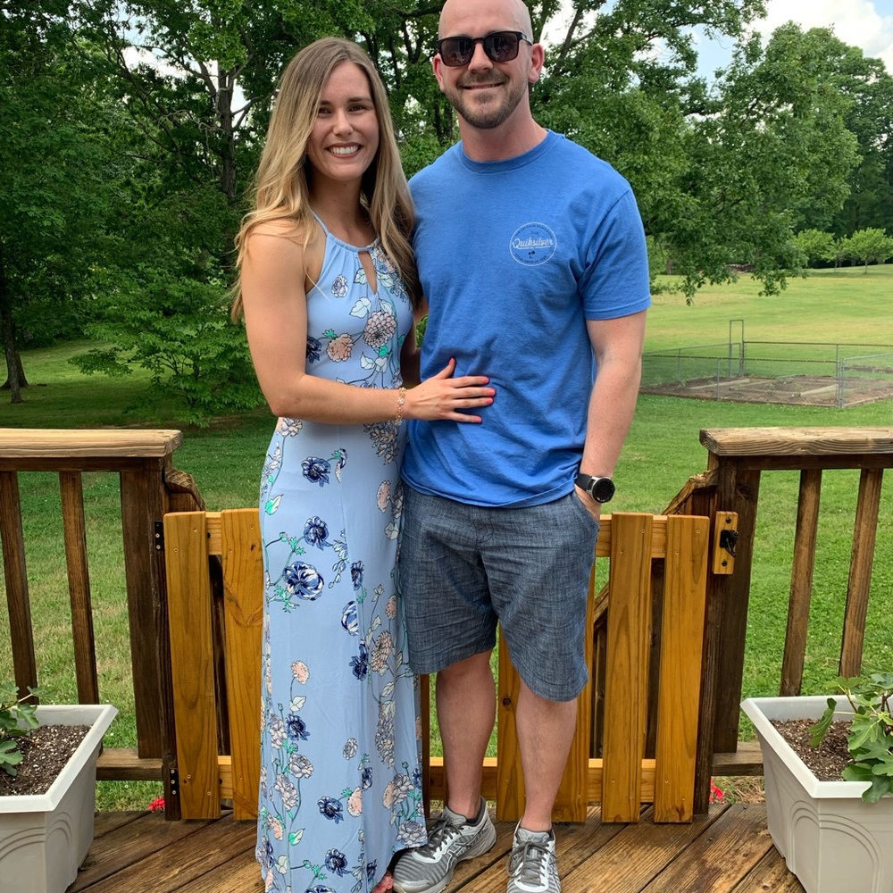 Blue floral maxi dress